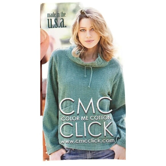 Click Color Me Cotton Top Women's Size Medium Tan 3/4 Sleeve Button Up - Picture 7 of 7